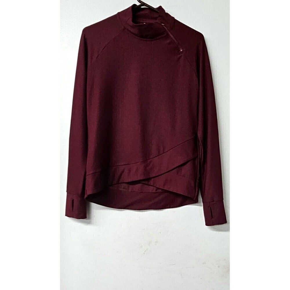 MONDETTA Wine Red Long Sleeve Thumb-Hole  Pullover Women Sweater  (M)